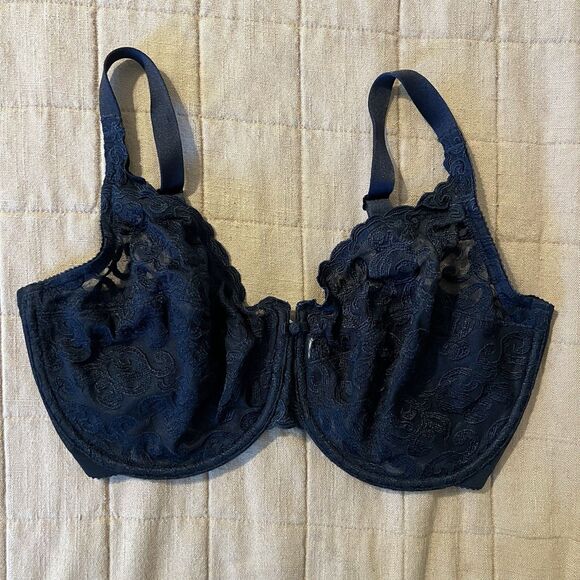 NWOT Wacoal Arabesque Black Lace Underwire Bra 36 DDD - Picture 2 of 6
